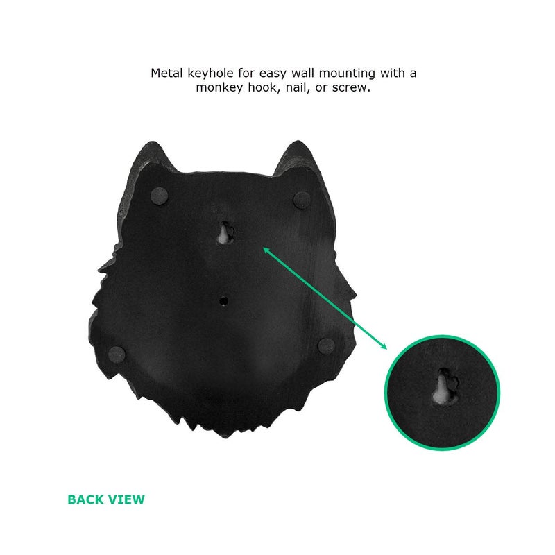 Wallcharmers Wall Charmers Mini Black Faux Wolf Head Wall Hanging - 9" Faux Taxidermy Animal Head Wall Decor - Handmade Farmhouse Decor - Image 4